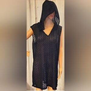 Black Hooded Swim Cover-Up By Catalina Size XL